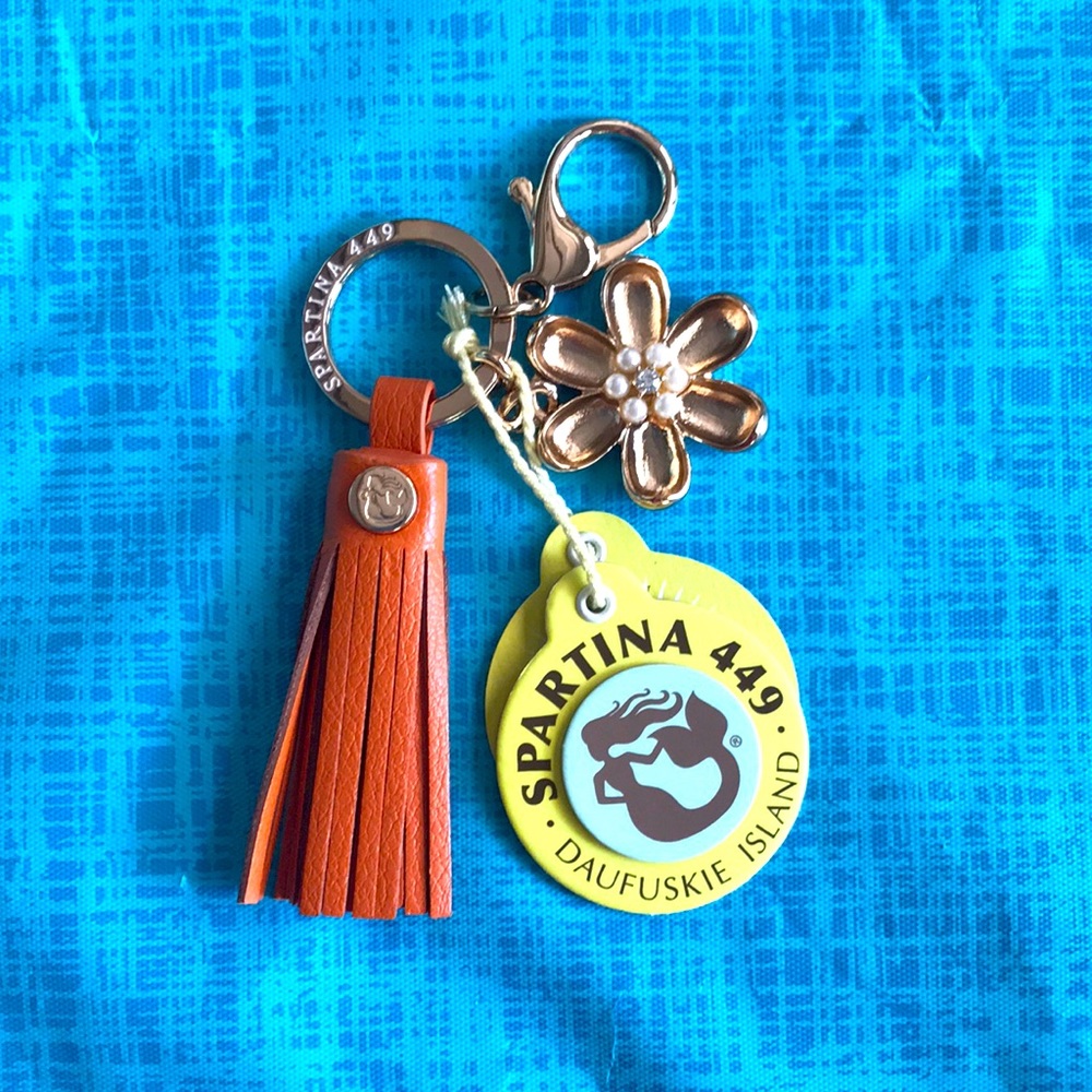 NWT Spartina 449 Blossom Tassel Kaychain, orange